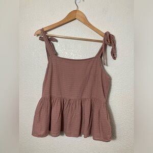 Madewell mauve tank top blouse adjustable tie strings for shoulder straps